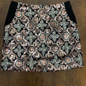 AFTER MARKET Sequins Embellished A-line Mini Skirt Stretch With Pockets NWOT L